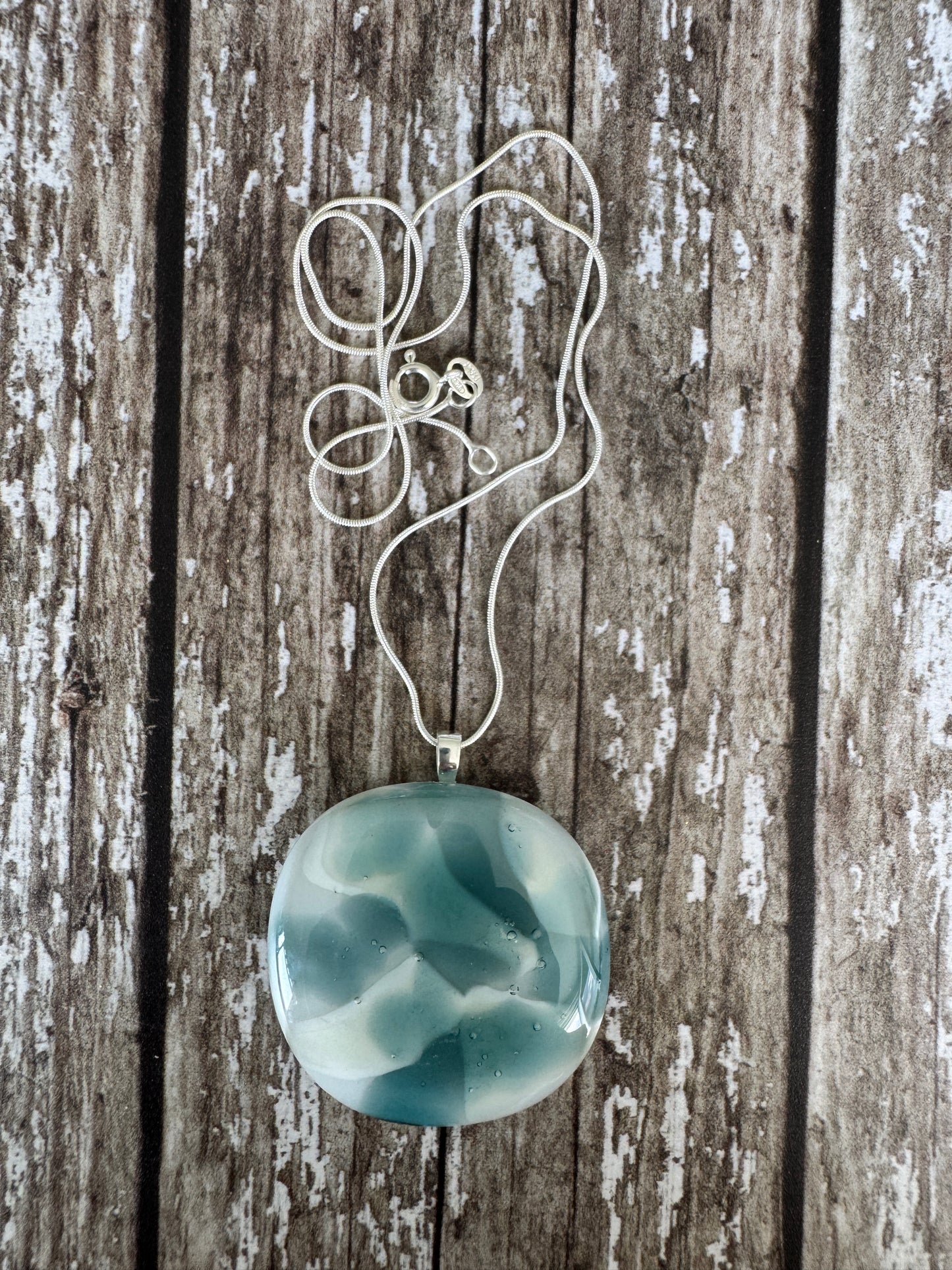Rounded Square Painterly Glass Pendant
