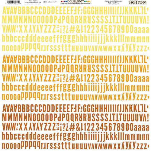 BoBunny - Carnival Collection - 12 x 12 Cardstock Stickers - Double Dot - Citrus - Alphabet - sugar and spice crafts