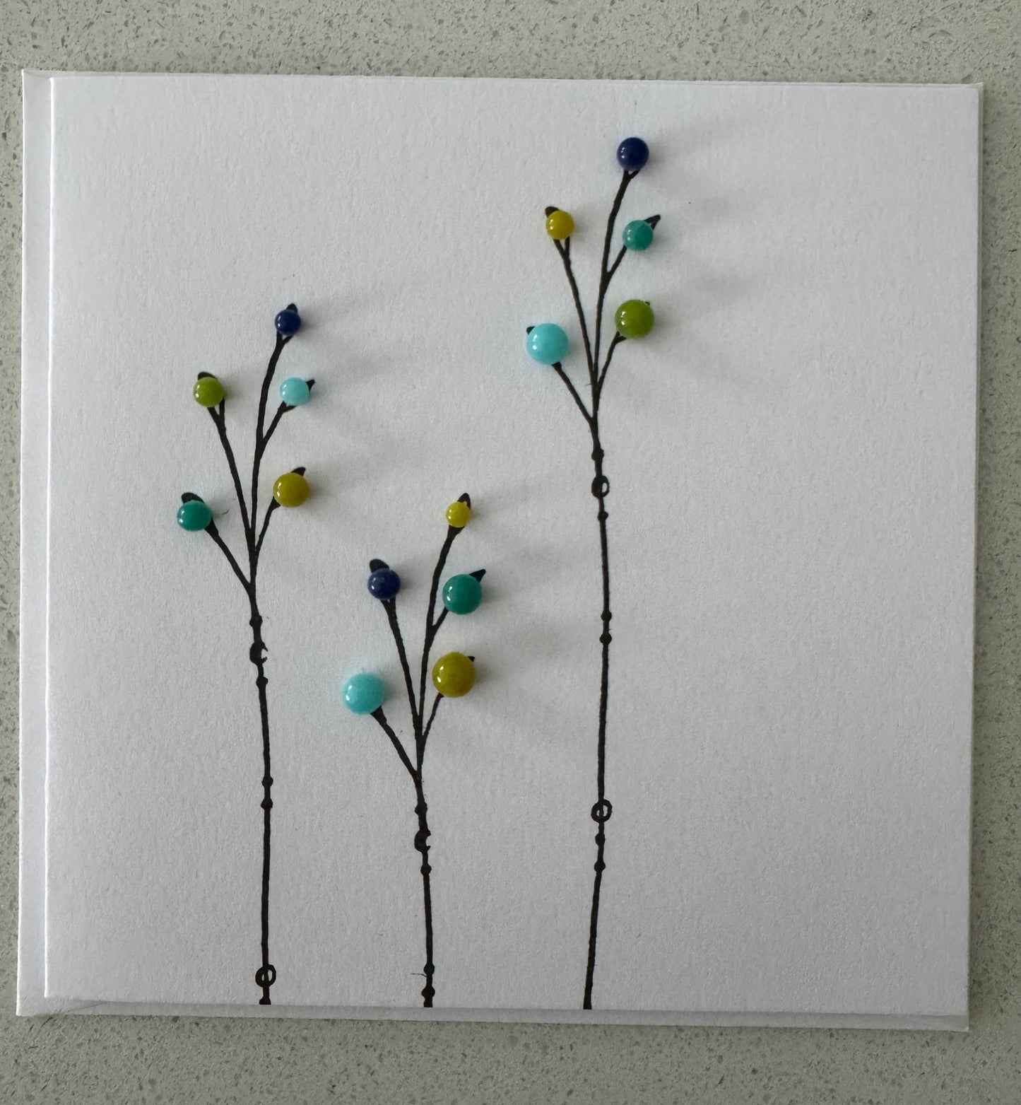 3 Sprig Navy, Aqua, Jade & Green