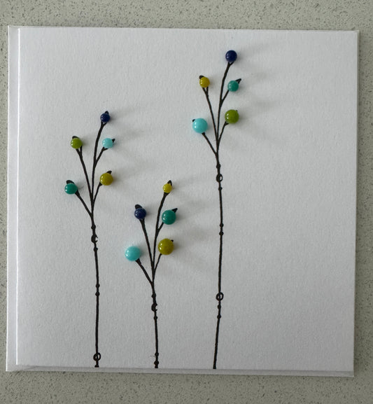 3 Sprig Navy, Aqua, Jade & Green