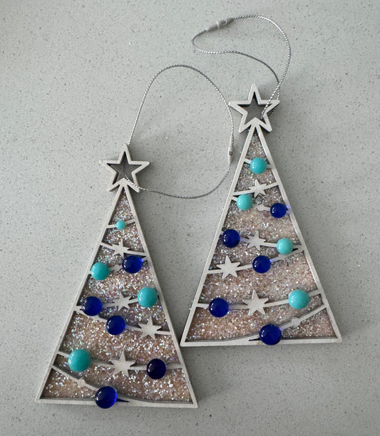 Wooden Christmas Tree - Blues