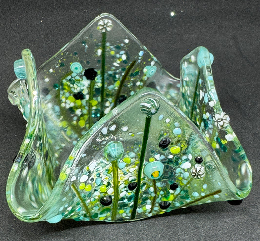 Tealight/Trinket Holder Blue Floral