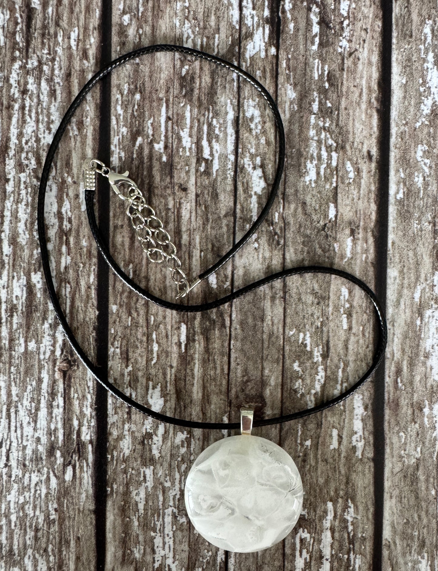 Soft Round White Glass Pendant