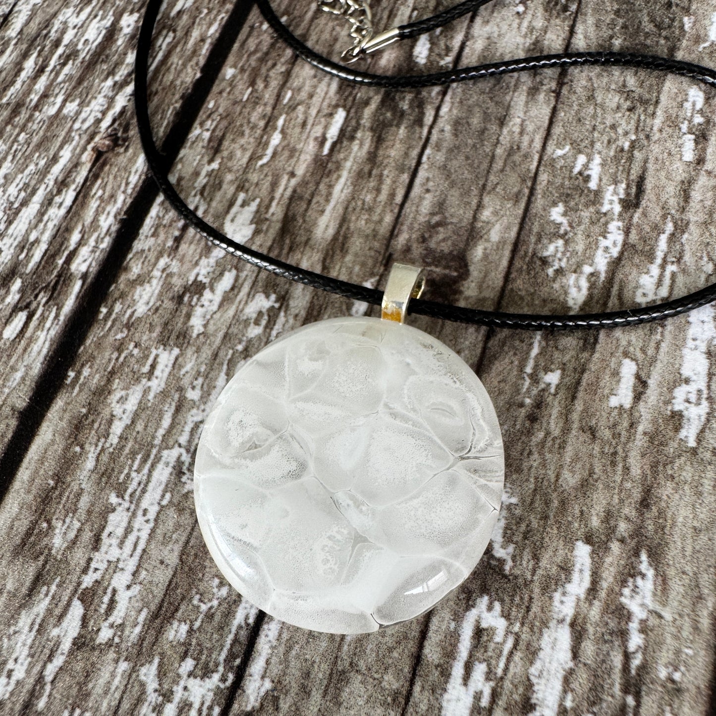 Soft Round White Glass Pendant