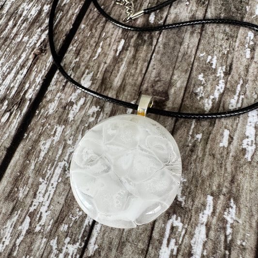 Soft Round White Glass Pendant