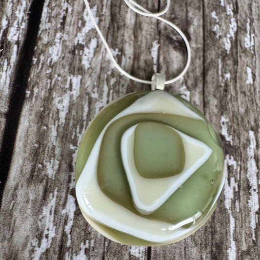 Organic Dual Sage and Cream Coloured Glass Pendant