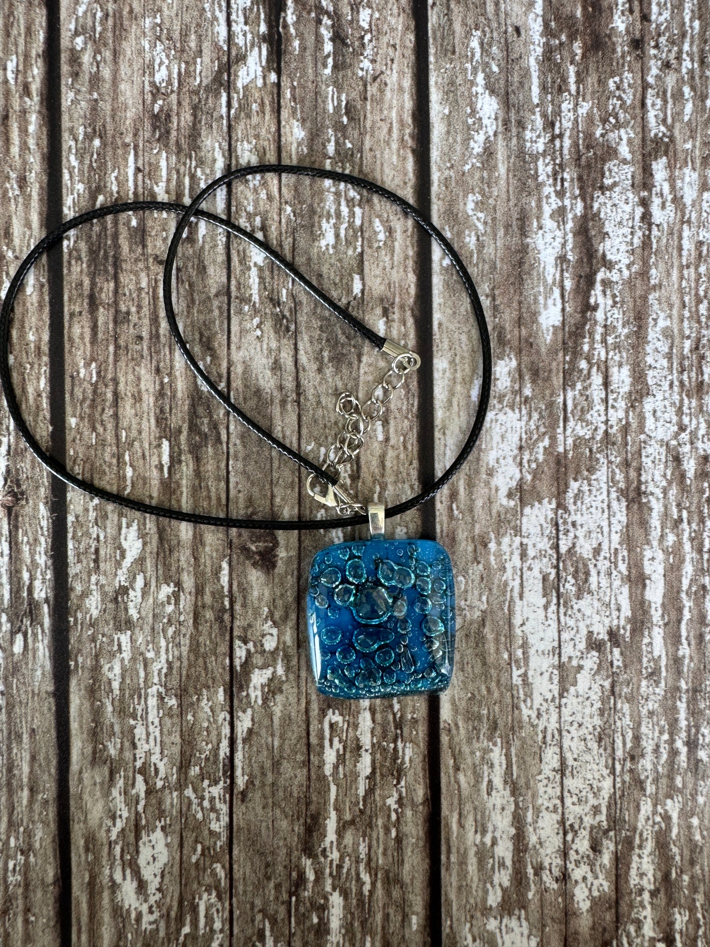 Cobalt Blue Bubbles Glass Pendant