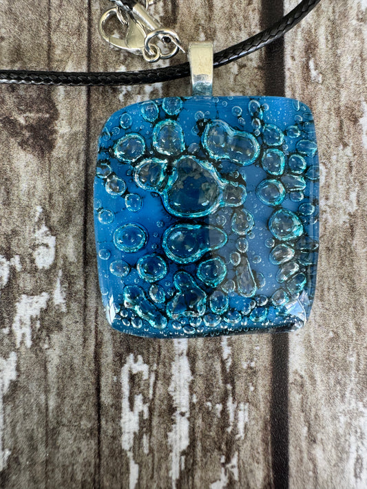 Cobalt Blue Bubbles Glass Pendant
