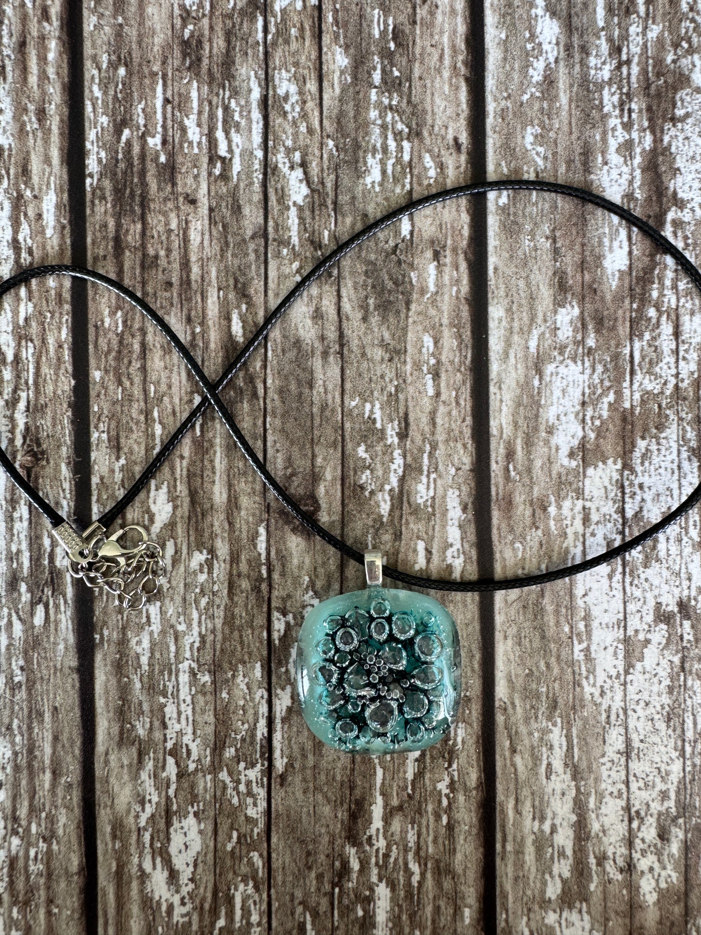 Soft Aqua Bubbles Glass Pendant